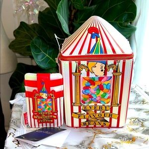 NEW Rare Set Harry Potty Loungefly Bertie Botts Jelly Bean Bag & Card Holder